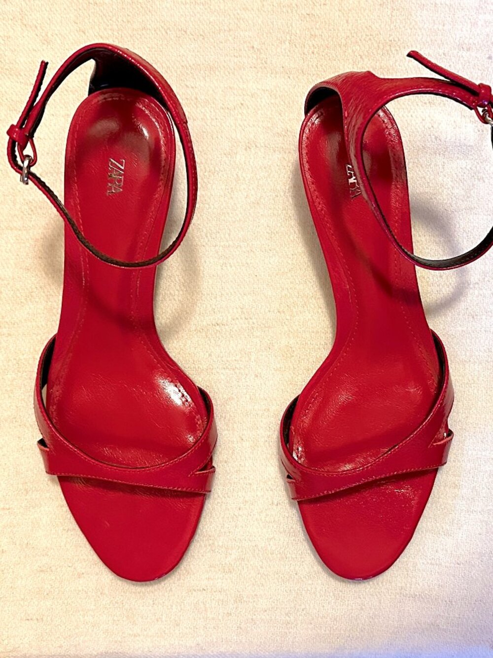ZARA LEATHER ANKLE STRAP SANDALS - RED size 36 / 6 - Picture 5 of 12